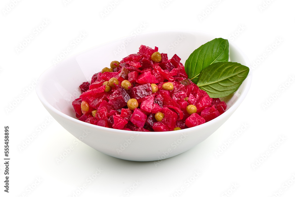 Vinaigrette salad. Traditional beetroot salad, isolated on white background. High resolution image. Vinaigrette salad. Traditional beetroot salad, isolated on white background. High resolution image.