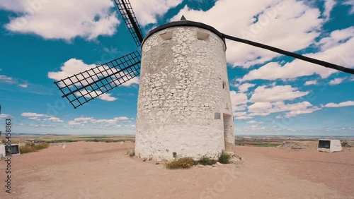Don Quixote Windmills in Consuegra, Toledo, Spain. High quality 4k footage photo