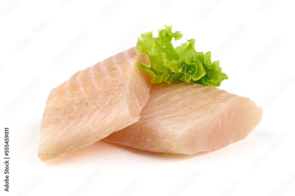 Tilapia fish fillet, isolated on white background. Tilapia fish fillet, isolated on white background.