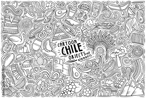 Set of Chile traditional symbols and objects