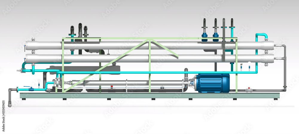 Fototapeta premium SEA WATER REVERSE OSMOSIS 3D RENDERING ILLUSTRATION