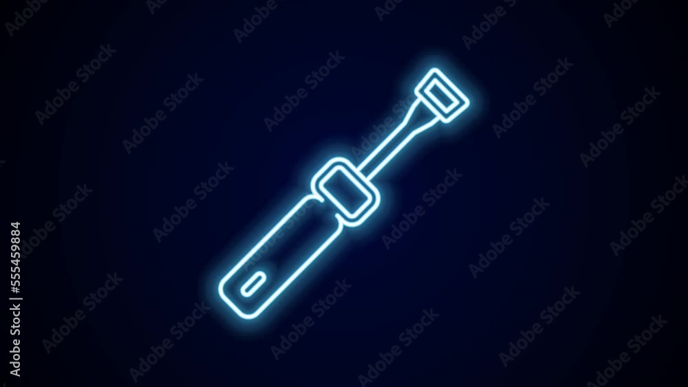 Glowing neon line Screwdriver icon isolated on black background. Service tool symbol. 4K Video motion graphic animation Glowing neon line Screwdriver icon isolated on black background. Service tool symbol. 4K Video motion graphic animation