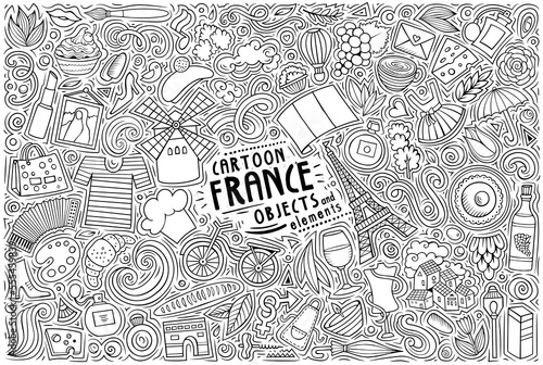Set of France traditional symbols and objects