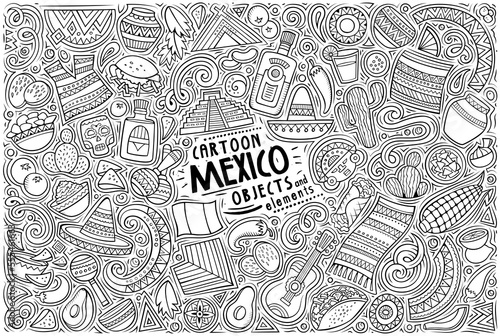 Set of Mexico traditional symbols and objects