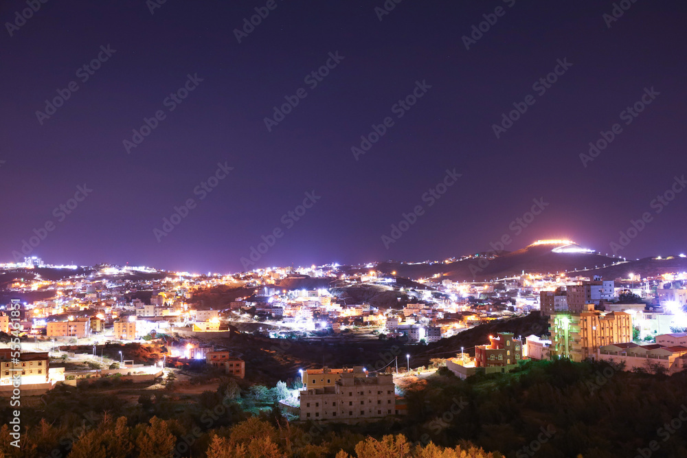 Al baha city at night - Aseer Province  Saudi Arabia 
