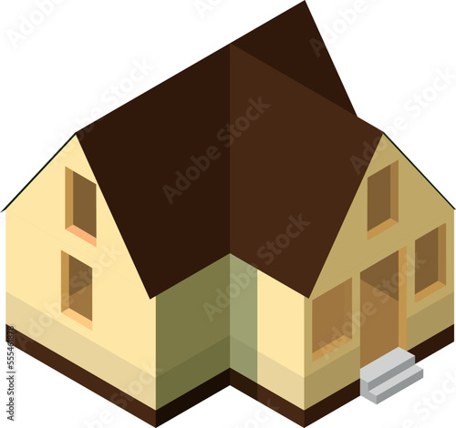 Modern house construction stage. Building proccess icon
