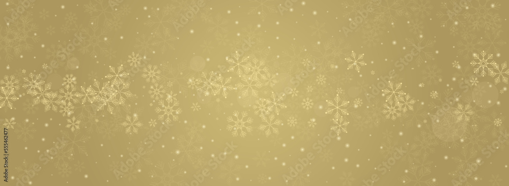 Gray Snowflake Vector Panoramic Gold Background. Gray Snowflake Vector Panoramic Gold Background.