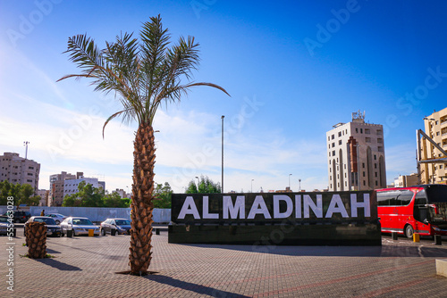 Medina , Saudi Arabia - Dec 13 2019 - Medina city landmark Sign photo