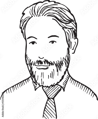 Middle aged man portrait. Male head sketch