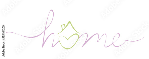 Home logo inscription pink with green