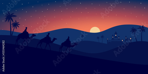 Feliz d  a de reyes. Tres reyes siguiendo la estrella. Reyes magos