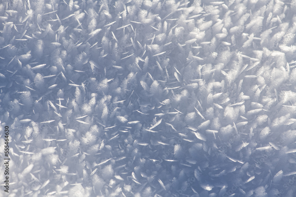 Φωτογραφία Macro close up of delicate snow flakes and ice formation – crystalline structures of frozen water after a very cold winters night in Sauerland Germany