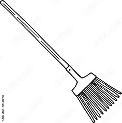 Broom sketch. Hand drawn cleaning tool doodle