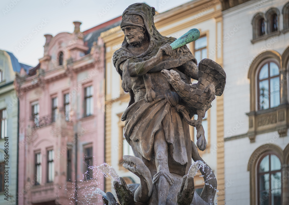 Fototapeta premium Hercules Fountain at Upper Square - Olomouc, Czech Republic