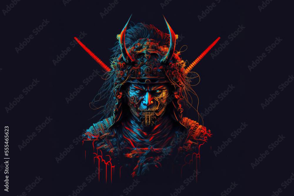 Fototapeta premium poster illustration of a samurai warrior Devil