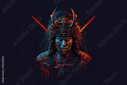 poster illustration of a samurai warrior Devil