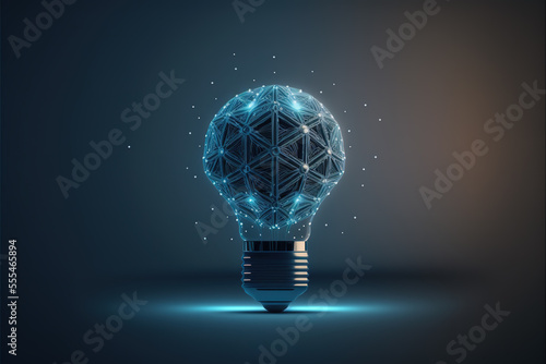 New an unusual idea concept with abstract light bulb , Ai generative illustration