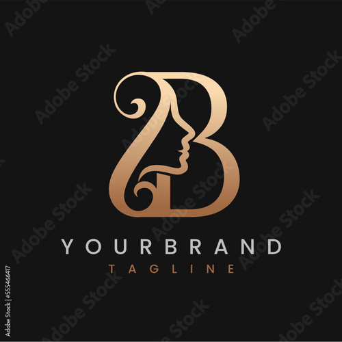 Classic Letter B Beauty Women Face Logo