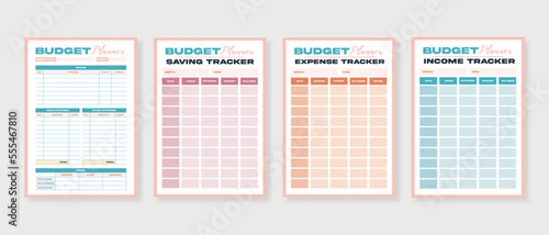 Budget planner template, Set of modern budget planner and saving tracker.