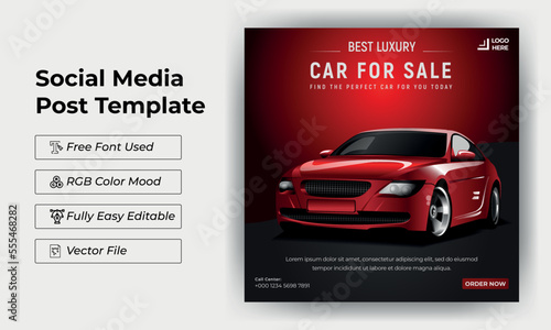 Car sale promotion social media post banner design template