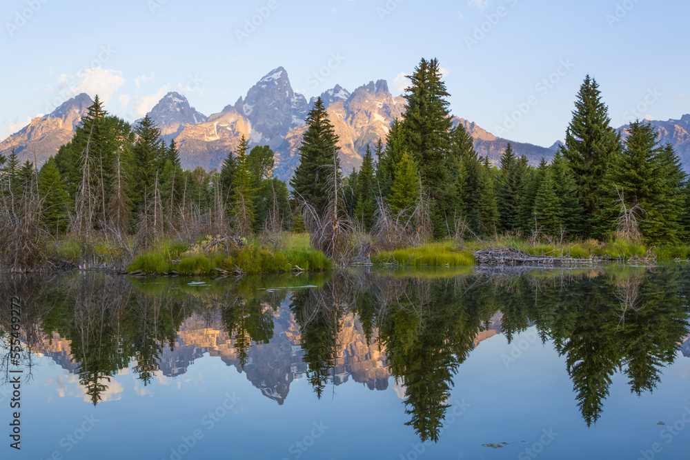 Teton Range from Schwabache Landing, Grand Teton National Park; Wyoming, United States of America Teton Range from Schwabache Landing, Grand Teton National Park; Wyoming, United States of America