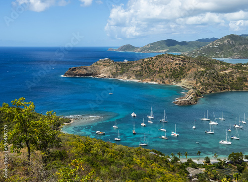 Entrance to harbour seen from Shirley Heights lookout; Antigua photo