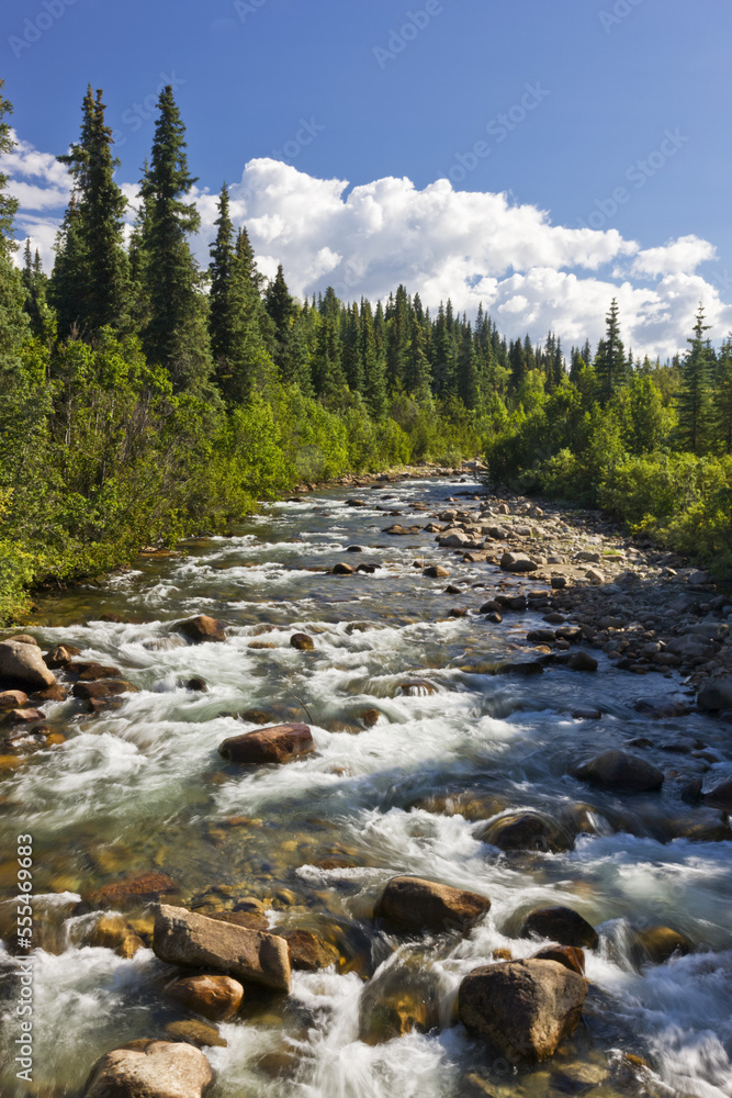 A slow shutter speed exposure of Little Willow Creek, South-central Alaska; Wasilla, Alaska, United States of America A slow shutter speed exposure of Little Willow Creek, South-central Alaska; Wasilla, Alaska, United States of America