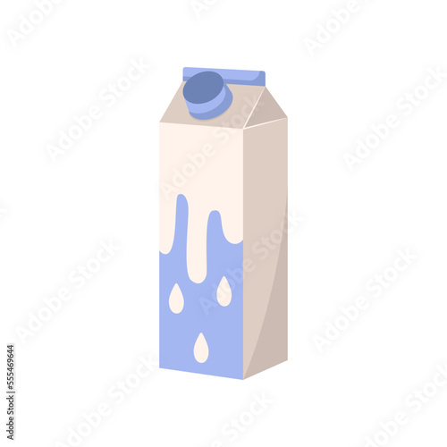Milk in a carton enriched with vitamin D vector illustration. Source of vitamin D, milk isolated on white background. Nutrition, health, diet concept