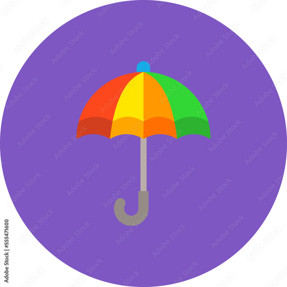 Umbrella Multicolor Circle Flat Icon