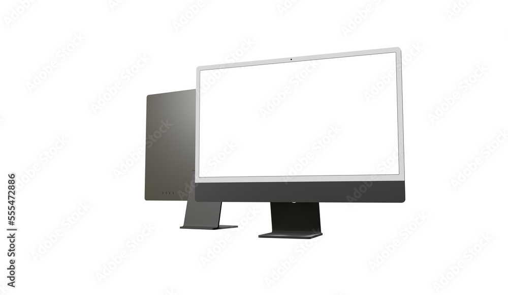 Workspace blank screen desktop computer, Mockup computer Workspace blank screen desktop computer, Mockup computer