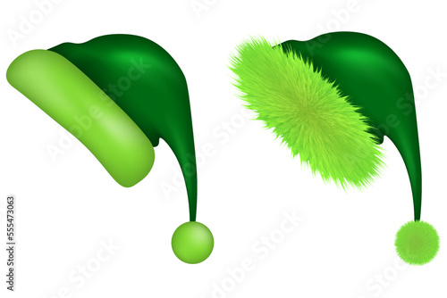 Green Christmas hat, grinch accessory, vector illustration. photo