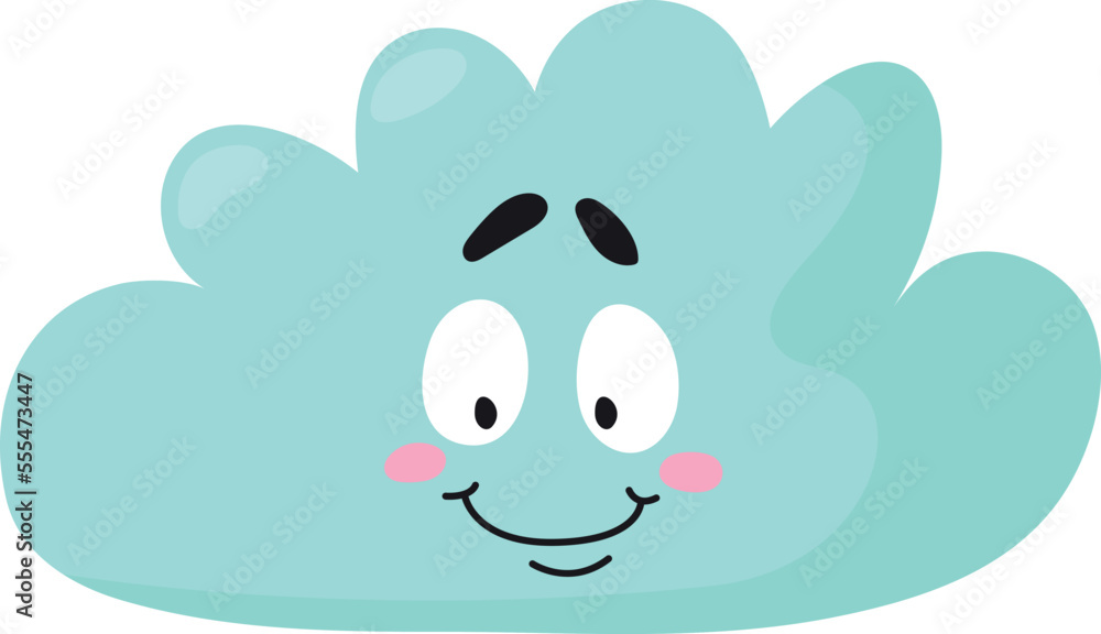 Cute cloud character. Smiling face kawaii weather Cute cloud character. Smiling face kawaii weather