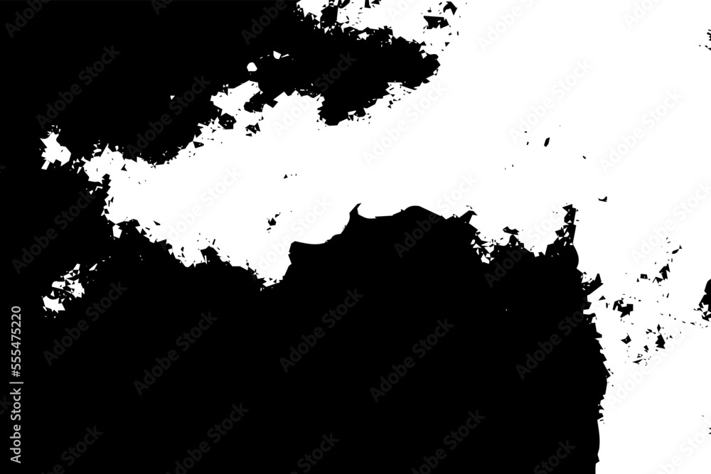 Rustic splash vector texture. Abstract background. Weathered surface and shape. Dirty and damaged backdrop. Vector graphic illustration with transparent white. EPS10.