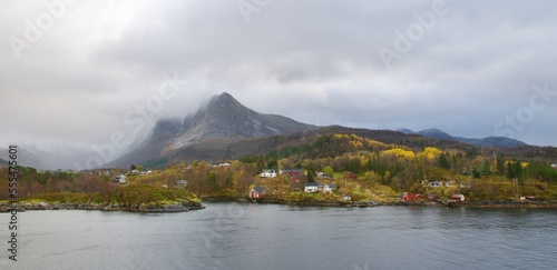 Beautiful landscape of Ornes with mountains and fjords in Norway