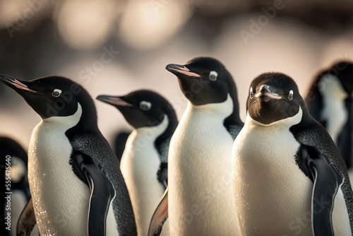 Adelie penguins in Antarctica. Digital artwork Fototapet