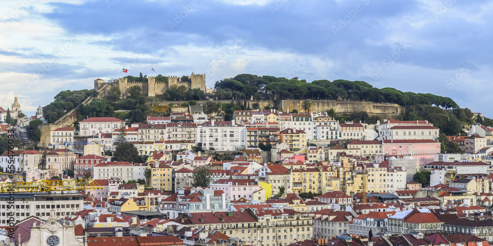 Lisbon, Portugal and St. George's Castle; Lisbon, Lisboa Region, Portugal Lisbon, Portugal and St. George's Castle; Lisbon, Lisboa Region, Portugal