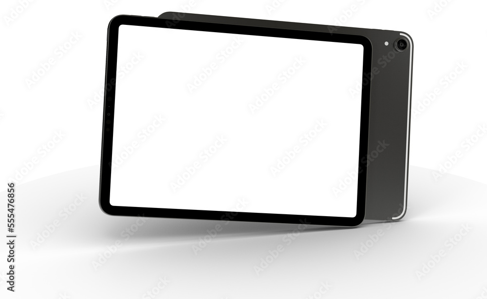 Black tablet computer with blank screen, isolated on white background Black tablet computer with blank screen, isolated on white background