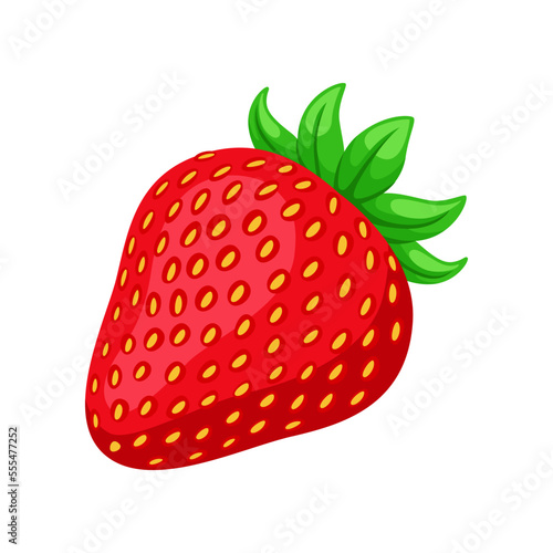 Strawberry with vitamin C vector illustration. Cartoon drawing of enriched organic antioxidant  strawberry. Food  nutrition  diet concept