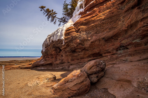 Minas Basin shoreline in early April; Nova Scotia, Canada photo