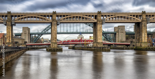 Bridges across River Tyne at Newcastle and Gateshead; Newcastle Upon Tyne, Tyne and Wear, England photo
