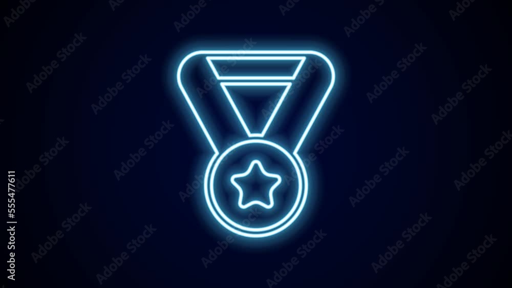 Glowing neon line Medal icon isolated on black background. Winner symbol. 4K Video motion graphic animation Glowing neon line Medal icon isolated on black background. Winner symbol. 4K Video motion graphic animation