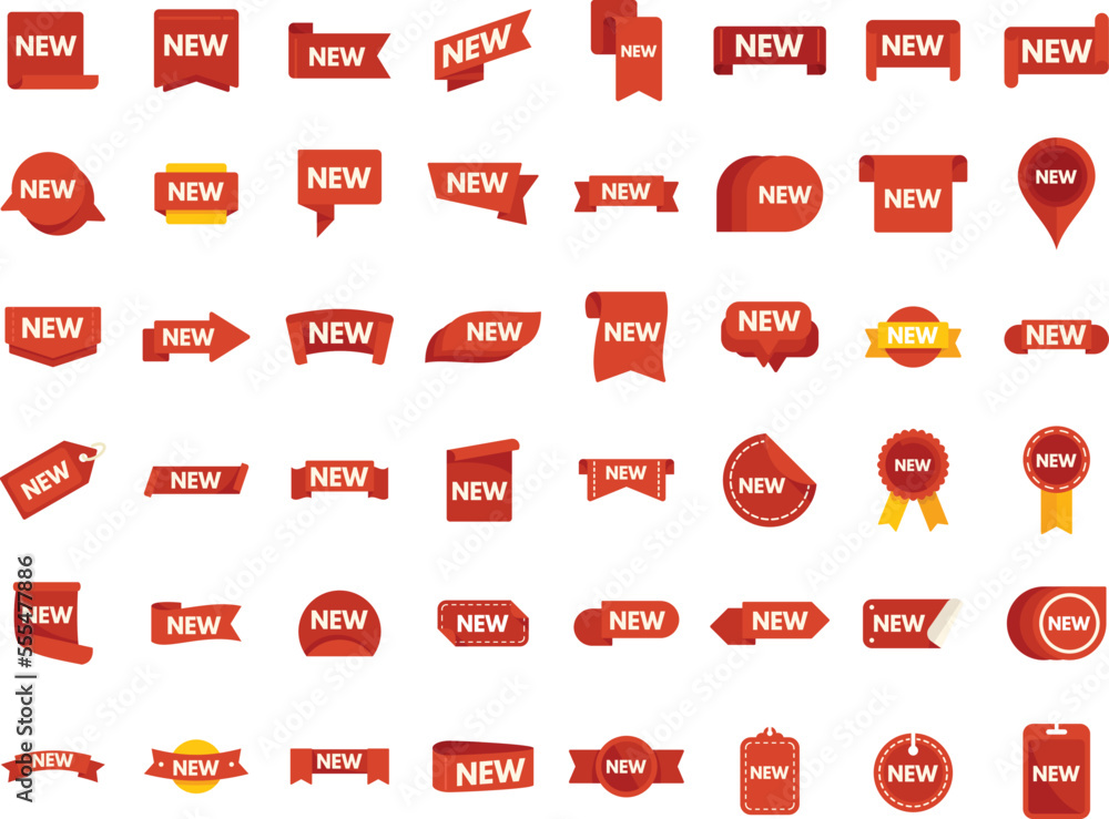 New price icons set flat vector. Sale discount. New deal isolated New price icons set flat vector. Sale discount. New deal isolated