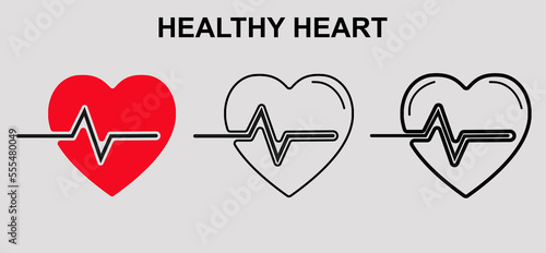 Healthy heart icon set. Love vector for heart illustration