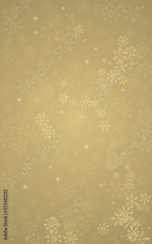 Gray Snowflake Vector Golden Background. Light