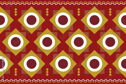 Ethnic fabric pattern geometric style. Sarong Aztec Ethnic oriental pattern traditional Crimson red background. Abstract,vector,illustration. use for texture,clothing,wrapping,decoration,carpet.