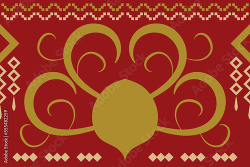 Ethnic fabric pattern geometric style. Sarong Aztec Ethnic oriental pattern traditional Crimson red background. Abstract,vector,illustration. use for texture,clothing,wrapping,decoration,carpet.