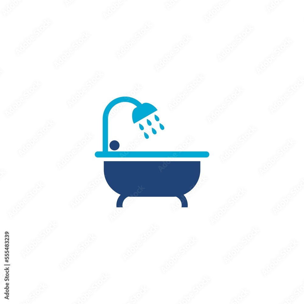 Bathtub and shower icon. Bathtub and shower icon.