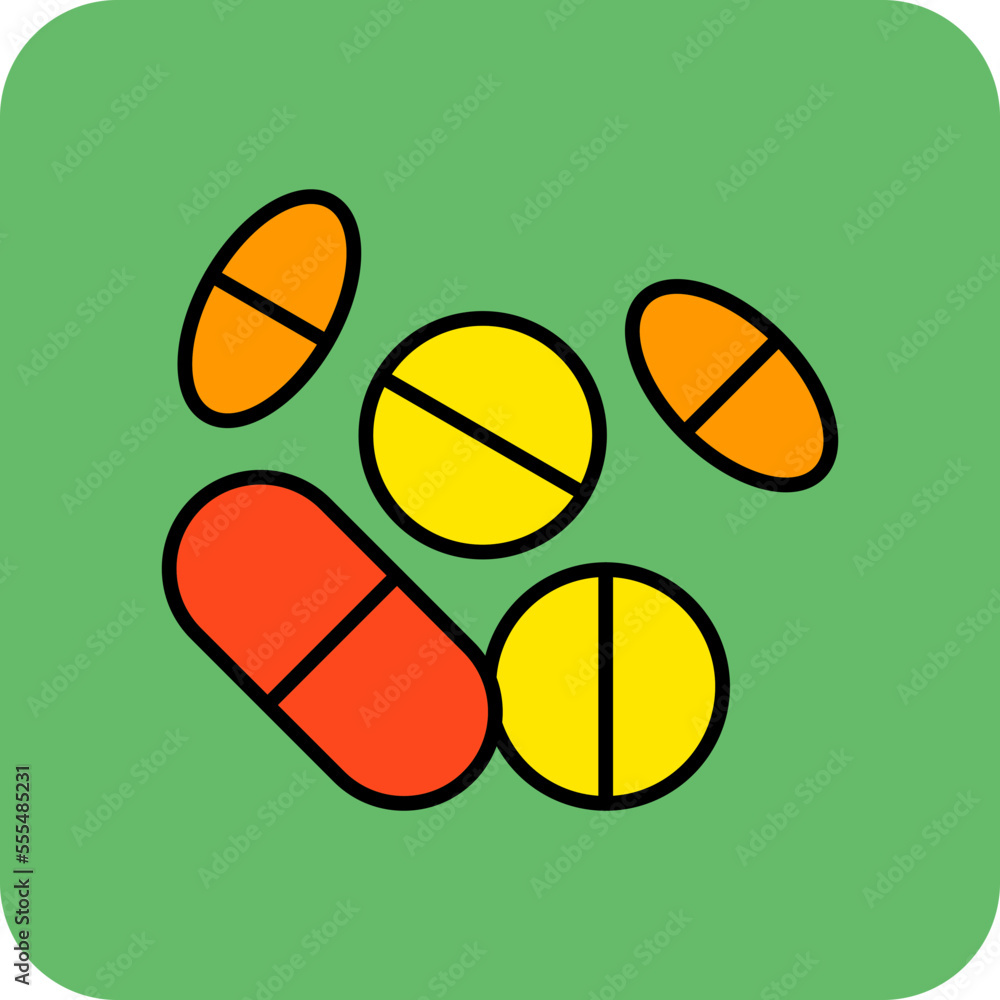 Fototapeta premium Pills Multicolor Round Corner Filled Line Icon