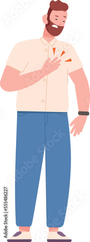 Heart attack. Man with pain in chest. Sick person