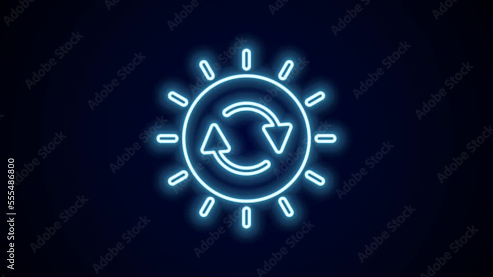 Glowing neon line Solar energy panel icon isolated on black background. Sun with lightning symbol. 4K Video motion graphic animation Glowing neon line Solar energy panel icon isolated on black background. Sun with lightning symbol. 4K Video motion graphic animation